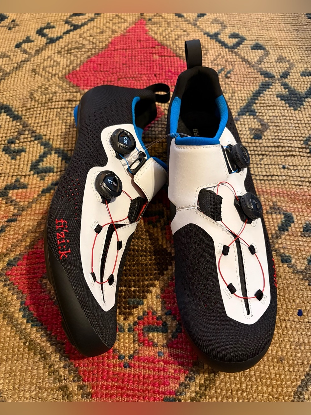 FIZIK Transpiro Men's Black White Blue Accent Road Cycling Shoes US 13 / EUR 47